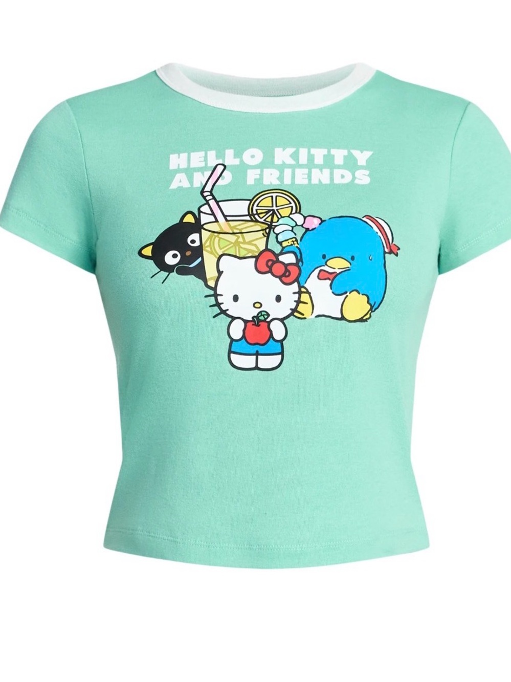 (276)Hello Kitty Mint Short Sleeve Tee with Friends Graphic
